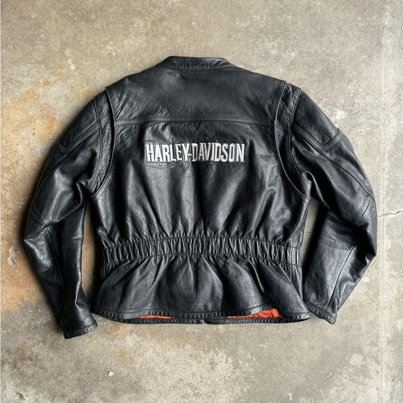 Vintage 90s Harley-Davidson Leather Embroidered Logo Zip Jacket (XL) - Picture 6 of 7